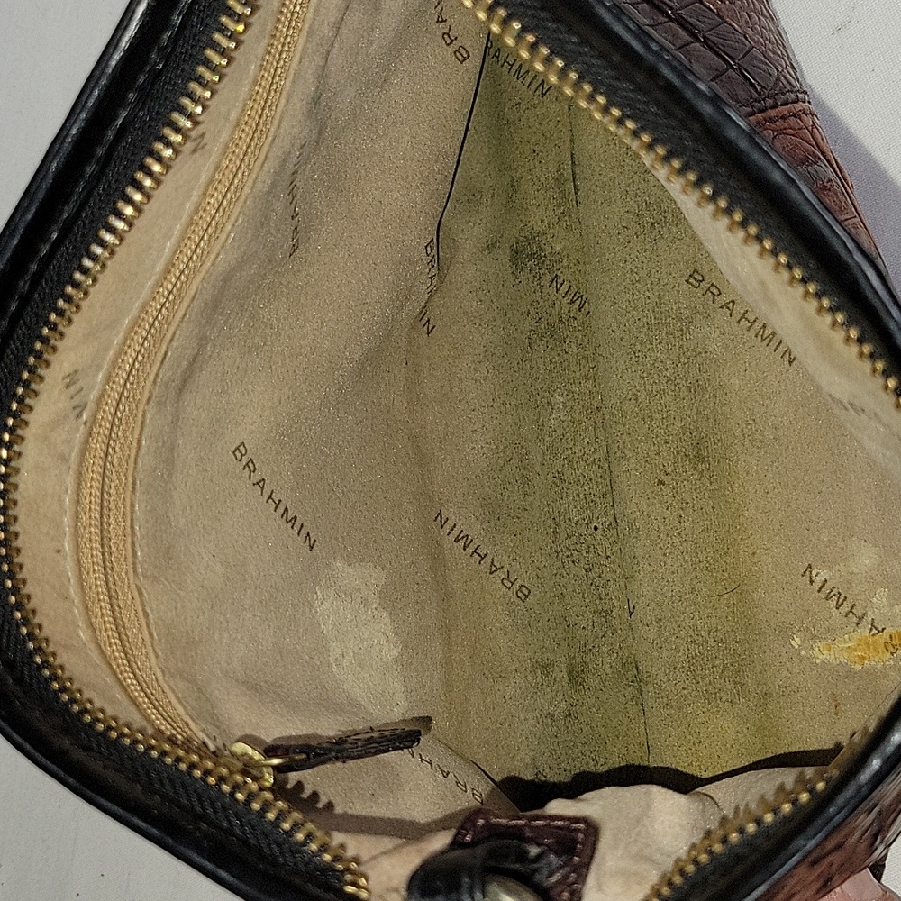 🤎🖤Brahmin Brown and Cognac Croc-Embossed Shoulder Bag🤎🖤 - Picture 11 of 12